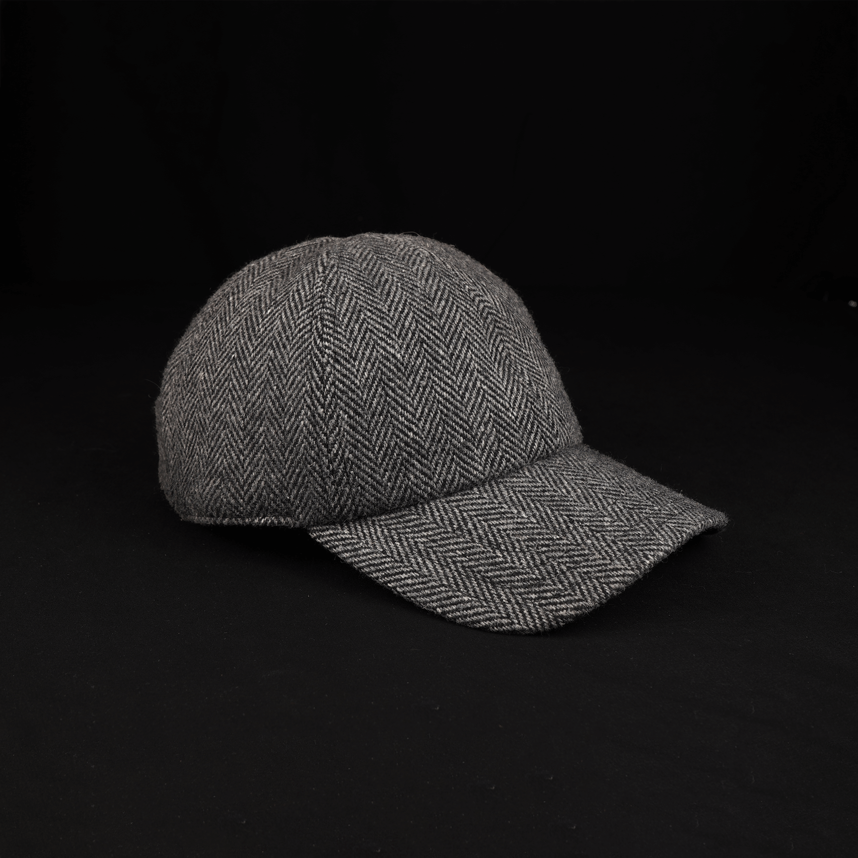 Black & Grey Wool 6-Panel Hat – storied hats Black & Grey Wool 6-Panel Hat – storied hats