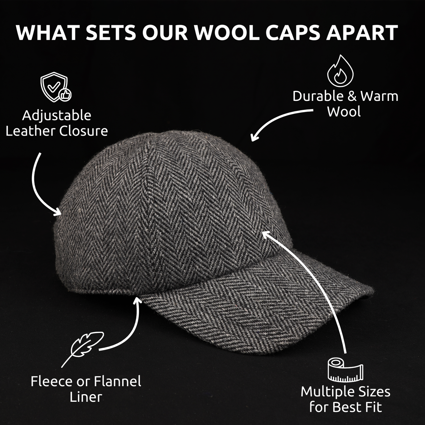 Black & Grey Wool Herringbone