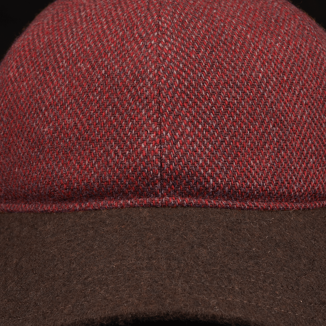 Crimson & Brown Wool Herringbone