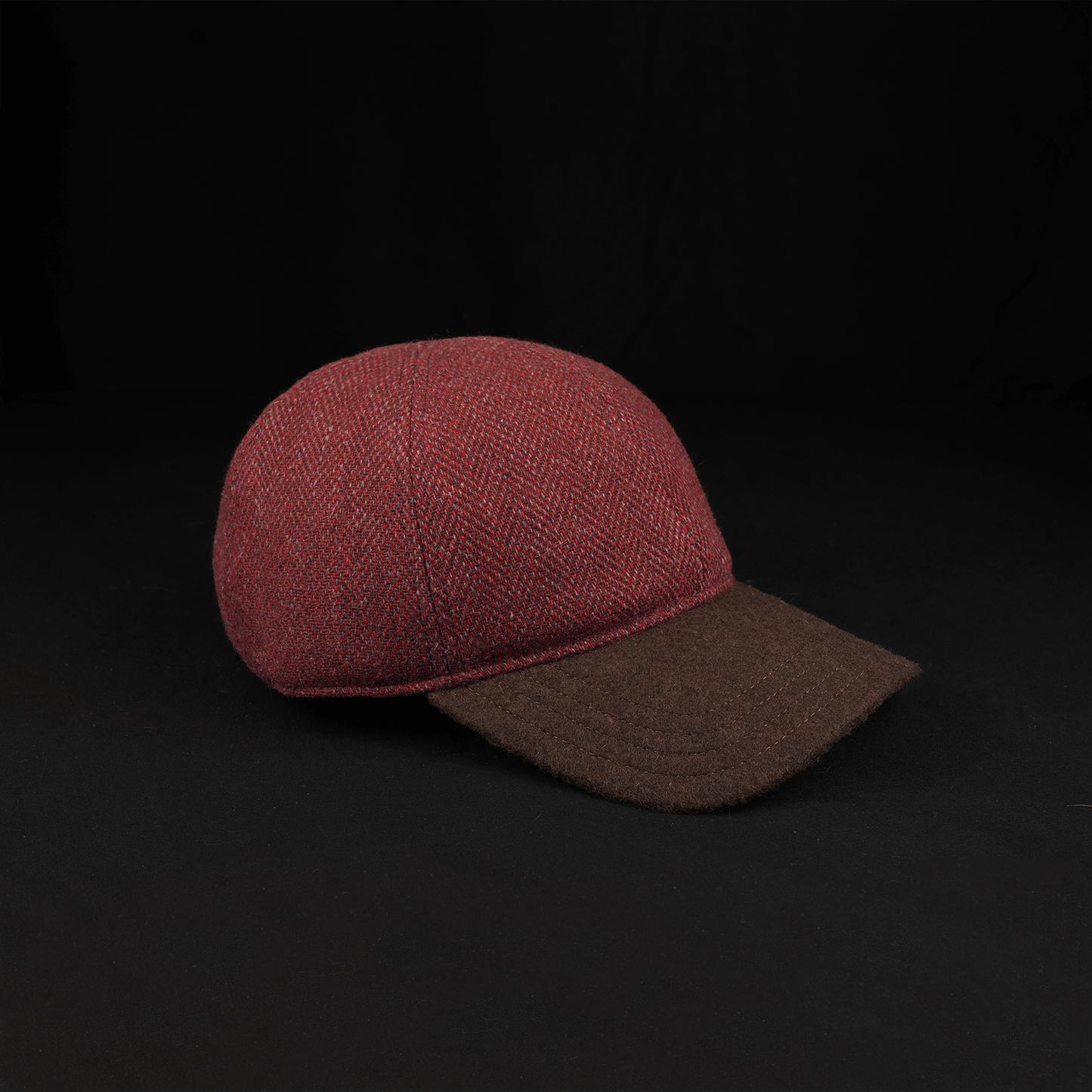 Crimson & Brown Wool Herringbone