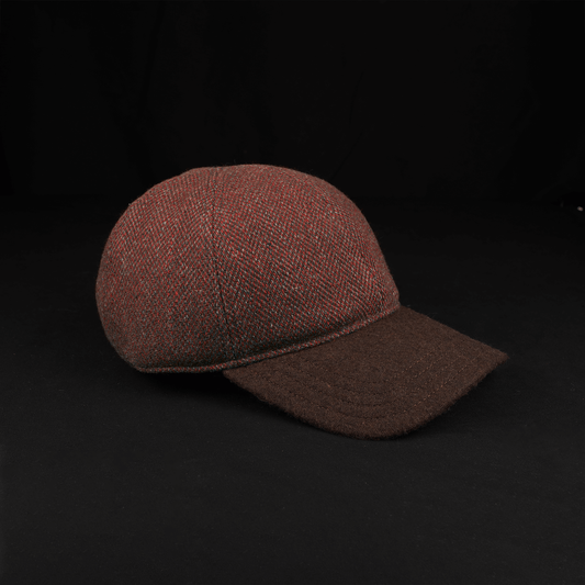 Crimson & Brown Wool Herringbone