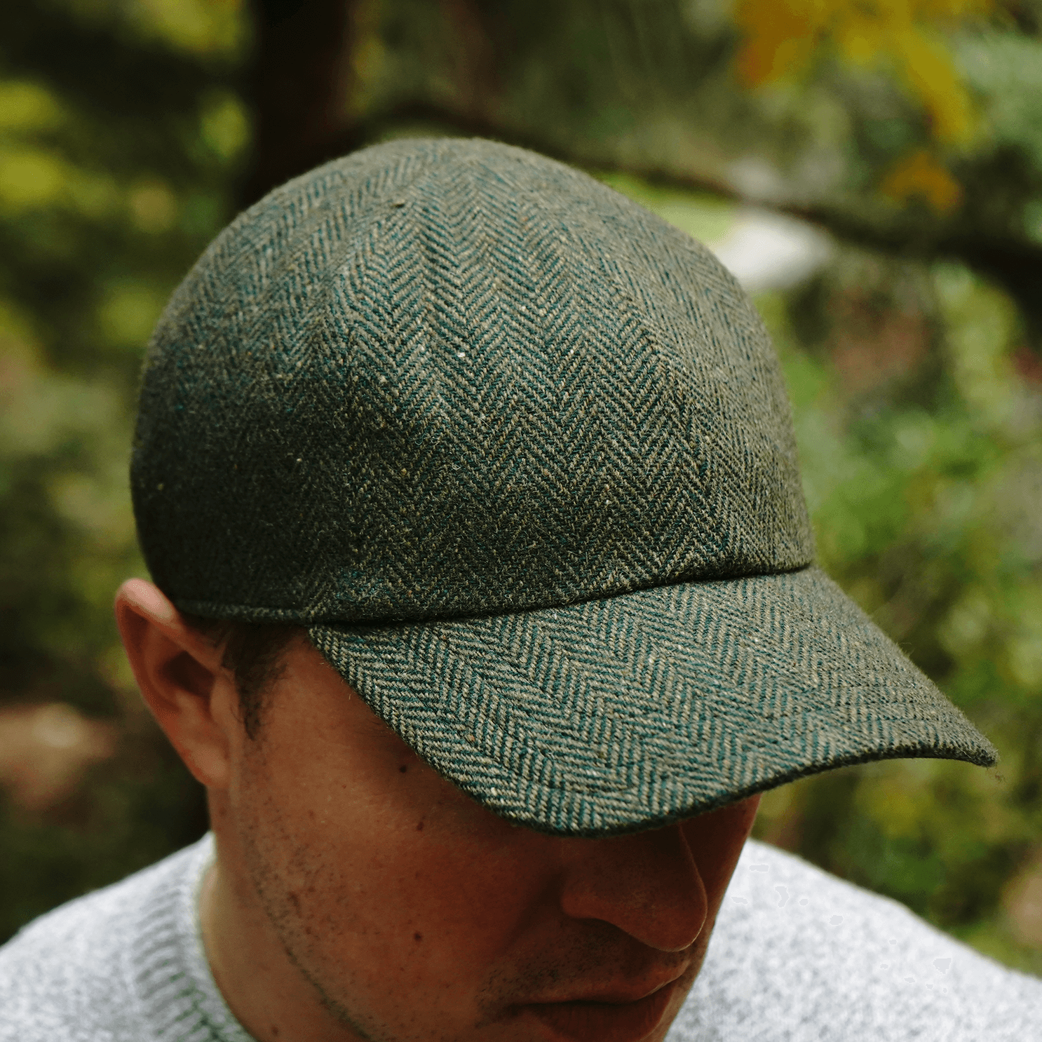 Forest & Olive Wool Herringbone – storied hats Forest & Olive Wool Herringbone – storied hats